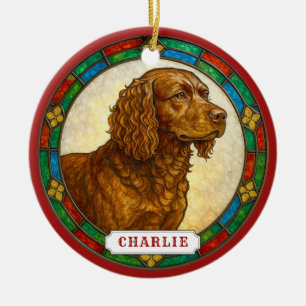American Water Spaniel Ceramic Circle Ornament