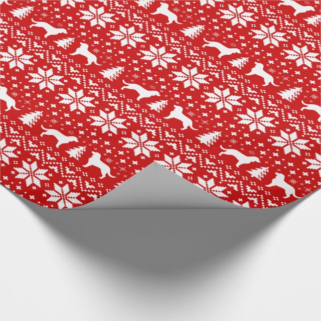 American Water Spaniel Dog Silhouettes Christmas Wrapping Paper (Corner)