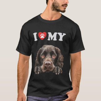 American Water Spaniel I Heart My Dog Funny Dog Lo T-Shirt