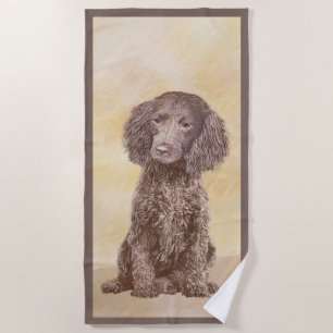 American Water Spaniel Painting - Original Dog Art Beach Towel