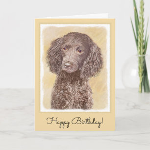 American Water Spaniel Painting - Original Dog Art Card