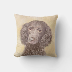 American Water Spaniel Painting - Original Dog Art Cushion