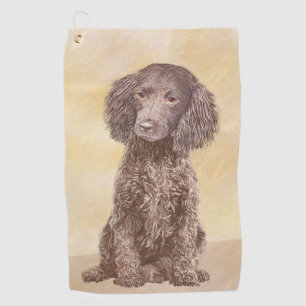 American Water Spaniel Painting - Original Dog Art Golf Towel