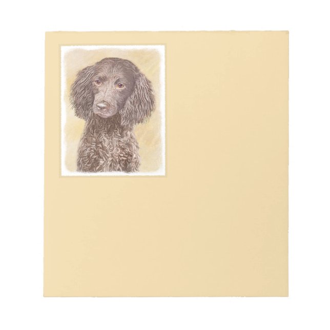 American Water Spaniel Painting - Original Dog Art Notepad (Front)