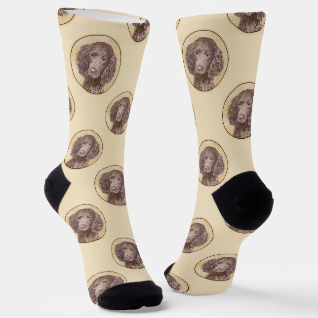 American Water Spaniel Painting Original Dog Art Socks (Angled)