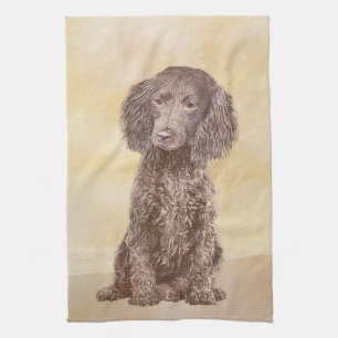 American Water Spaniel Painting - Original Dog Art Tea Towel