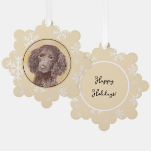 American Water Spaniel Painting - Original Dog Art Tree Decoration Card