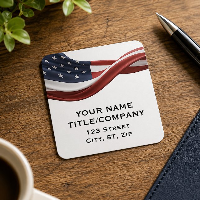 American Wavy Company Name  Square Sticker (Creator Uploaded)
