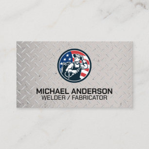 American Welder Logo   Steel Plate Business Card