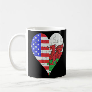 American Welsh Flag Heart  Coffee Mug