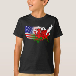 American Welsh Flags Map   T-Shirt