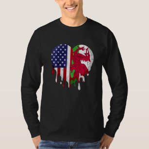 American Welsh Heritage Month Wales Flag Heart Pre T-Shirt