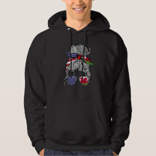American Welsh Patriot Flag Women Girl Wales Grown Hoodie