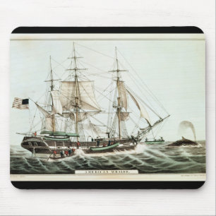 American Whaler, engraved by Nathaniel Currier Mouse Mat