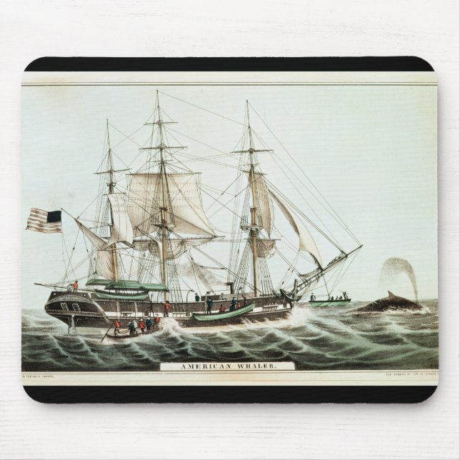 American Whaler, engraved by Nathaniel Currier Mouse Mat (Front)