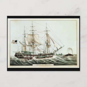 American Whaler, engraved by Nathaniel Currier Postcard