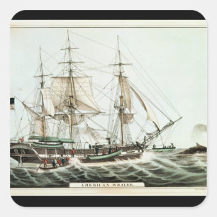 American Whaler, engraved by Nathaniel Currier Square Sticker