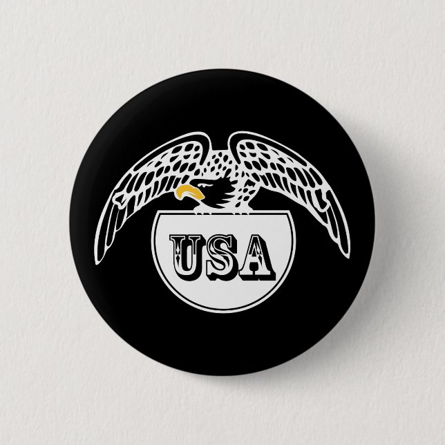 American White Eagle 6 Cm Round Badge (Front)