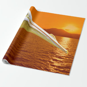 American White Pelican sunset in Corfu   Wrapping Paper