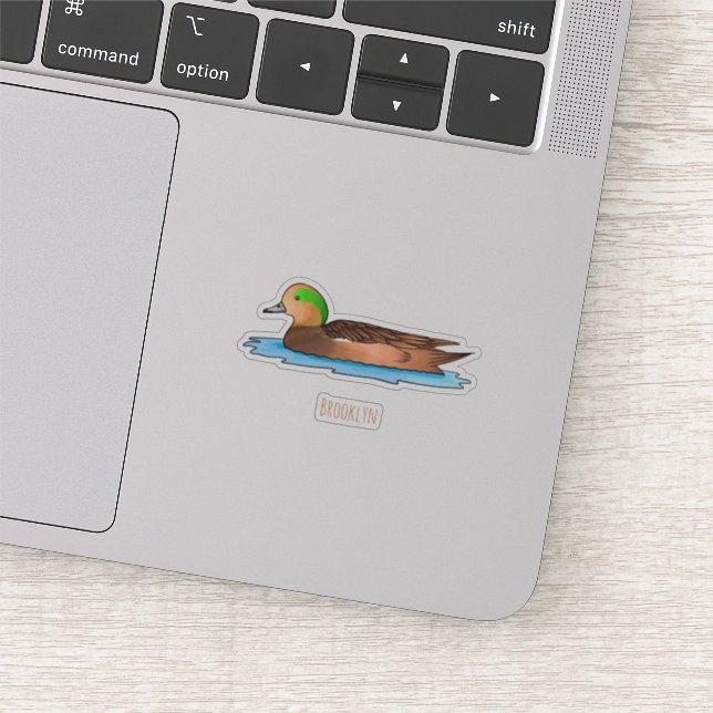 American wigeon bird cartoon illustration (Detail)