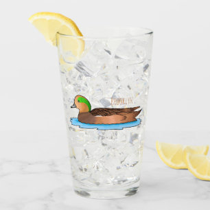 American wigeon bird cartoon illustration glass