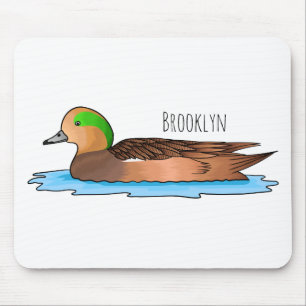 American wigeon bird cartoon illustration  mouse mat