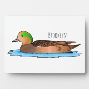 American wigeon bird cartoon illustration plaque