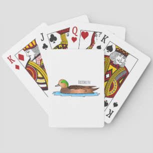 American wigeon bird cartoon illustration playing cards