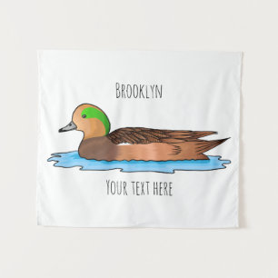 American wigeon bird cartoon illustration tapestry
