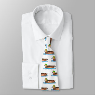 American wigeon bird cartoon illustration tie