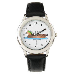 American wigeon bird cartoon illustration watch