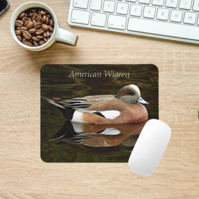 American Wigeon Duck on Pond Mouse Mat (In Situ)