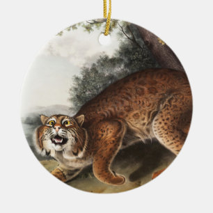 American wild cat (Lynx rufus) Illustration Ceramic Tree Decoration