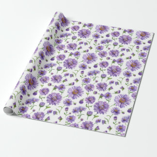 American Wildflower New England Aster Wrapping Paper