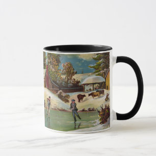 American Winter Life Christmas Scene Mug