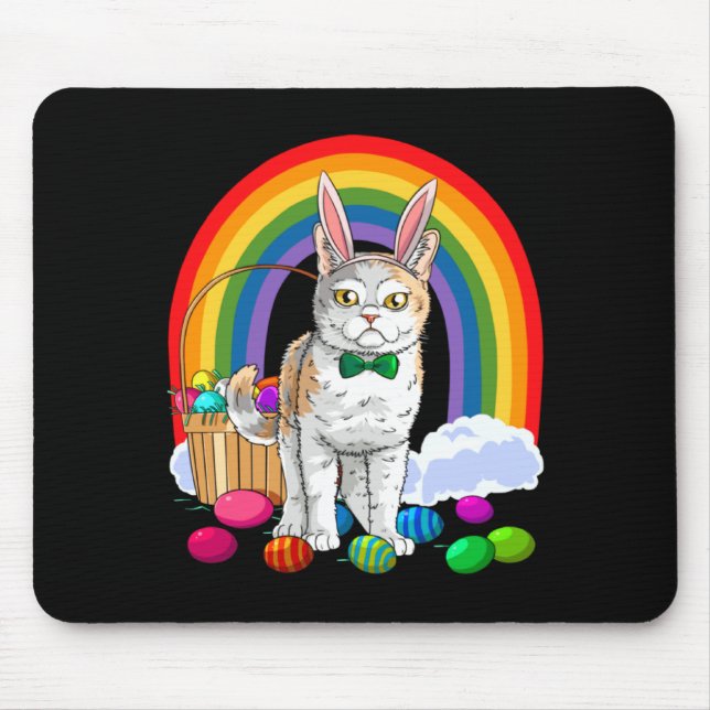 American Wirehair Cat Easter Eggs Bunny  Mouse Mat (Front)