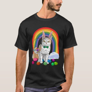 American Wirehair Cat Easter Eggs Bunny T-Shirt