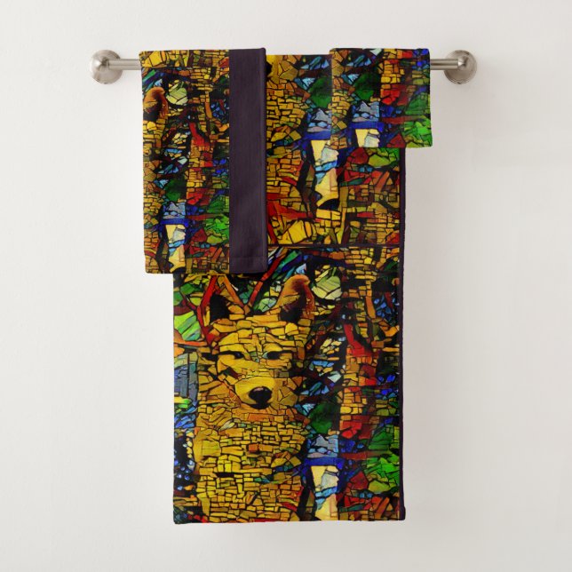 American wolf in A.I. enhanced photo fun  Bath Towel Set (Insitu)