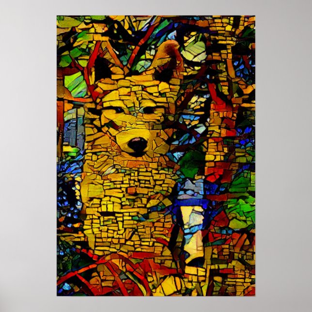 American wolf in A.I. enhanced photo fun Poster (Front)