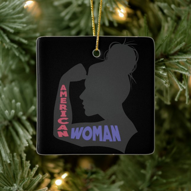 American Woman dark grey Ceramic Ornament (Tree)