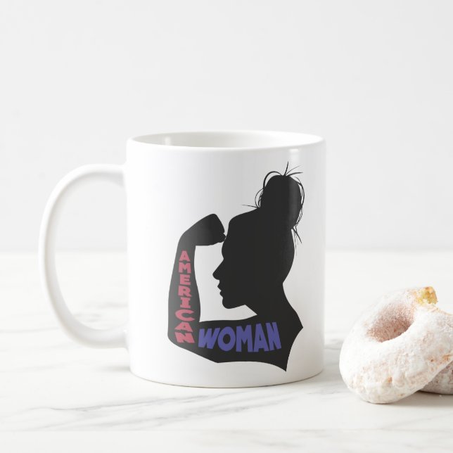 American Woman dark grey Coffee Mug (With Donut)