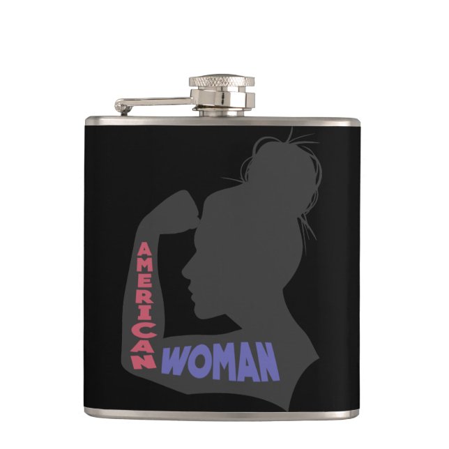 American Woman dark grey Hip Flask (Front)