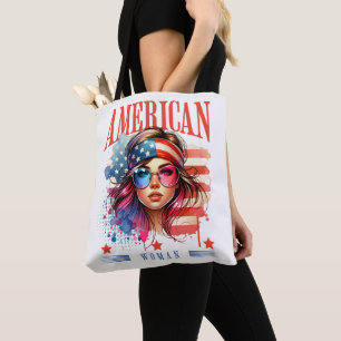 American Woman Patriotic 4th of July Tote Bag