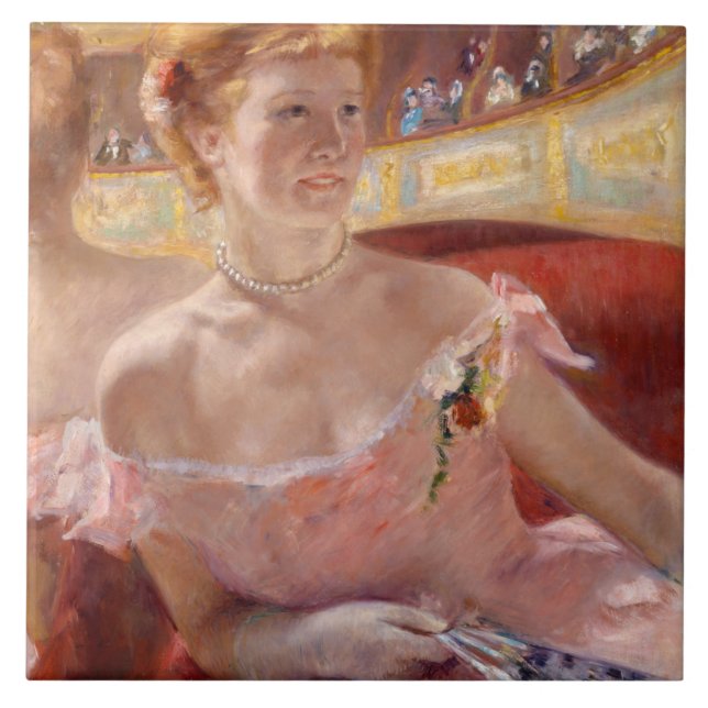 American Woman with a Pearl Necklace & Pink Dress Tile (Front)