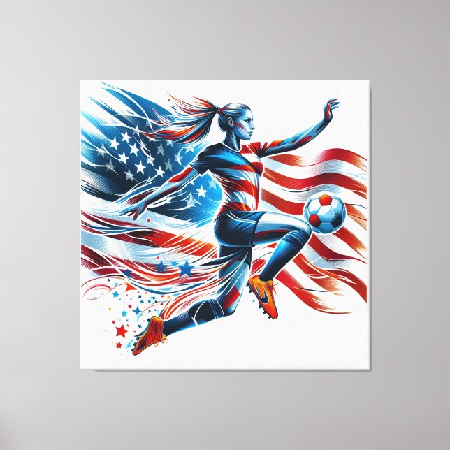 American Women's soccer. Stretched Canvas Print  (Front)