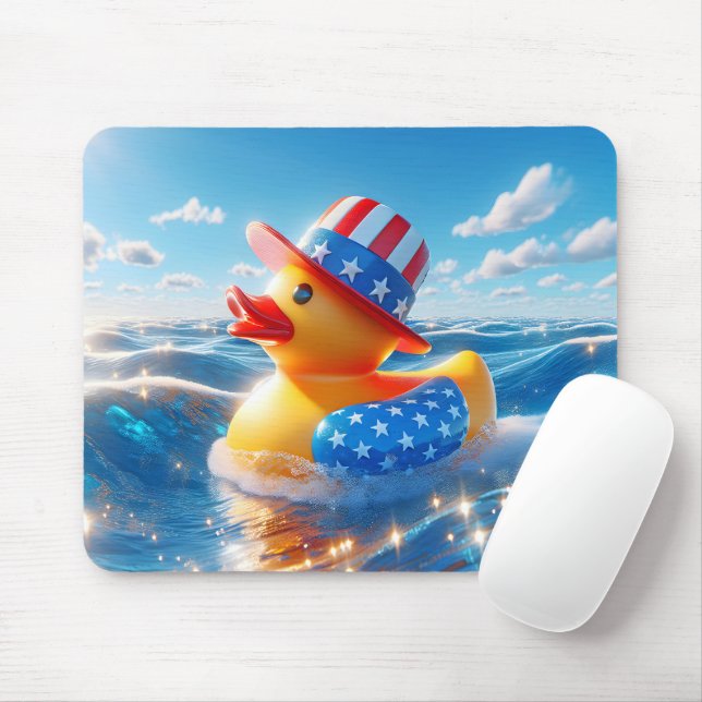 American Yellow Rubber Duck Mouse Mat (With Mouse)