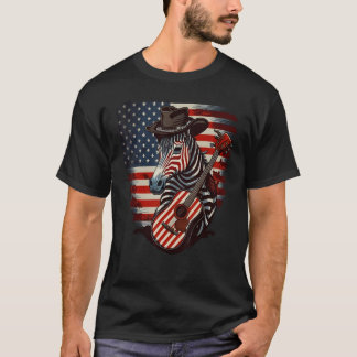 American Zebra Guitar USA County Music T-Shirt