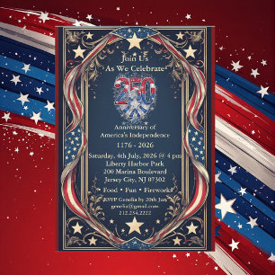 Americana 250 Anniversary Stars and Stripes Party Invitation