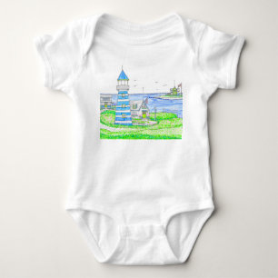 Americana 2 Lighthouse Baby One Piece Bodysuit
