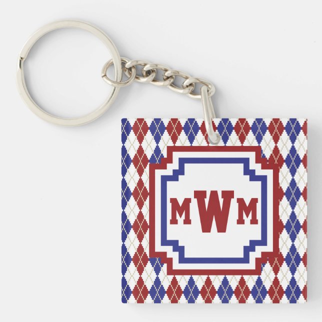 Americana Argyle Acrylic Keychain (Front)